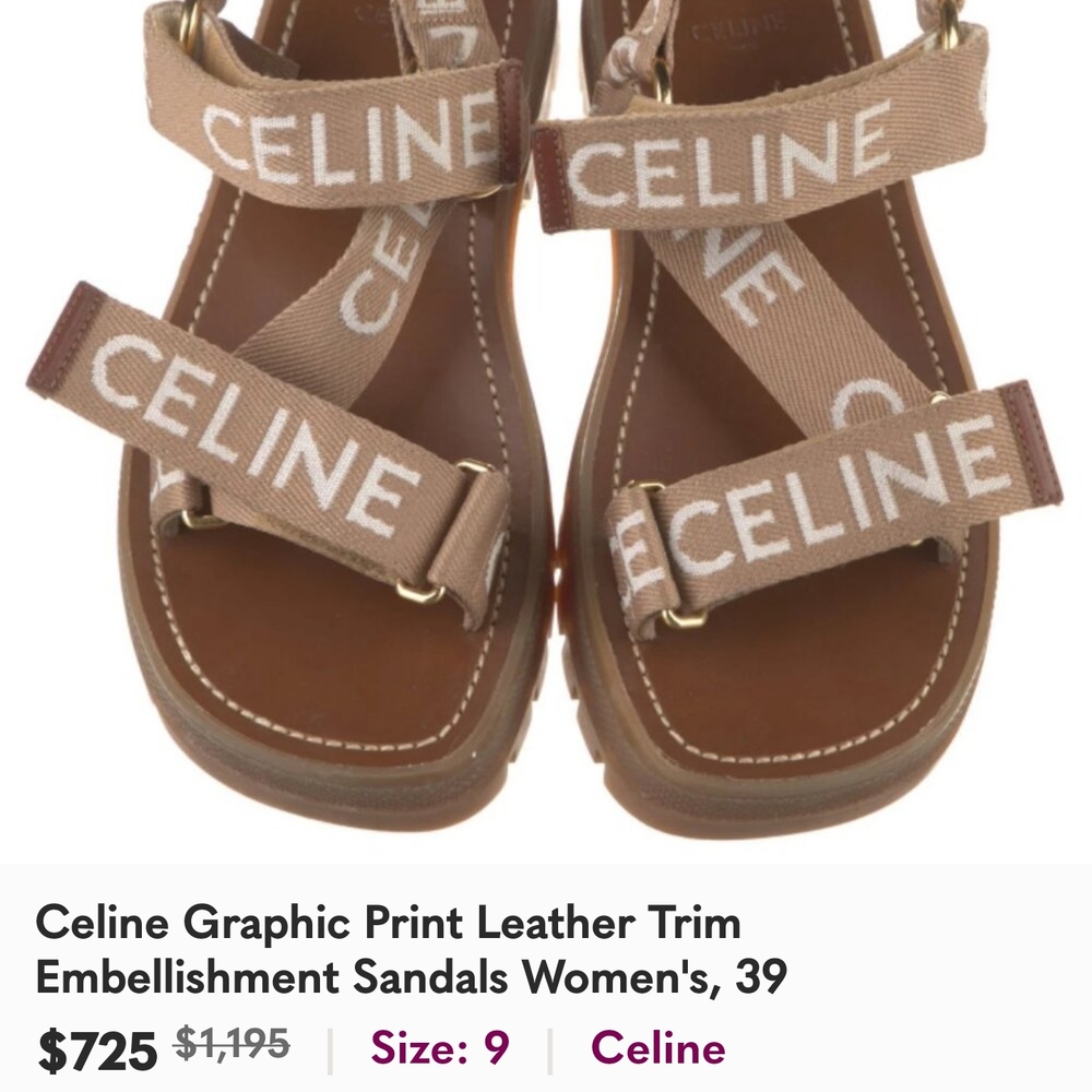 Celine Tan Sandals with Canvas Straps